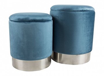 Комплект из 2-х пуфиков Oslo, цвет синий/серебро
